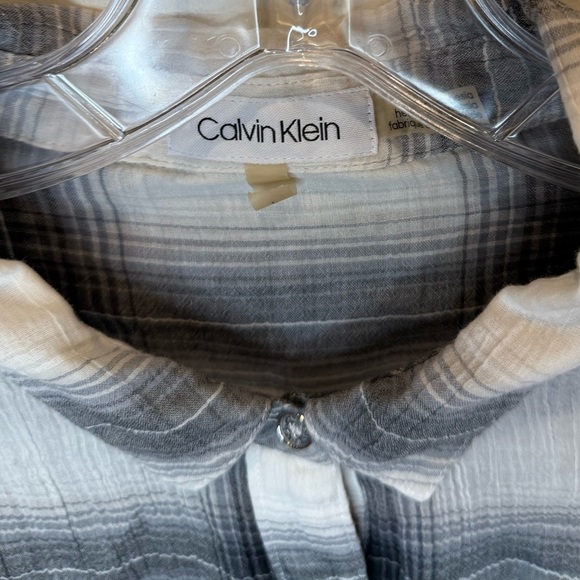 Calvin Klein Airflow Utility Button Down Women's Plaid Shirt Roll Up Sleeve - Picture 5 of 8